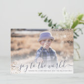 Glitter script blije foto van het wereld nieuwe ja feestdagenkaart (Staand voorkant)