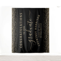 Glitter Script Calligrafie Afstuderen | Zwart goud