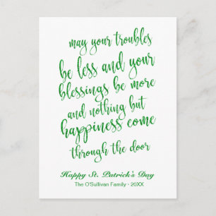 Glitter Script Ierse zegen St. Patrick's Day Briefkaart