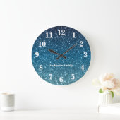 Glitter Seaside en Ocean Blue Gradient Gepersonali Grote Klok (Huis)
