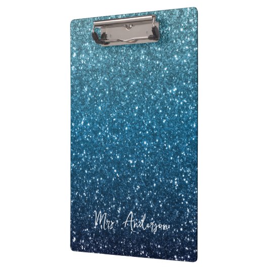 Glitter Seaside en Ocean Blue Gradient Teacher Klembord (Links)