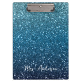 Glitter Seaside en Ocean Blue Gradient Teacher Klembord (Voorkant)