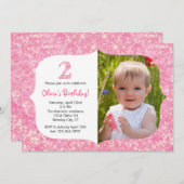 Glitter Second Birthday Invitation Kaart (Voorkant / Achterkant)