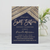 Glitter Sequin Geometric Stripes Sweet 16 Kaart (Staand voorkant)