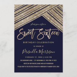 Glitter Sequin Geometric Stripes Sweet 16 Kaart