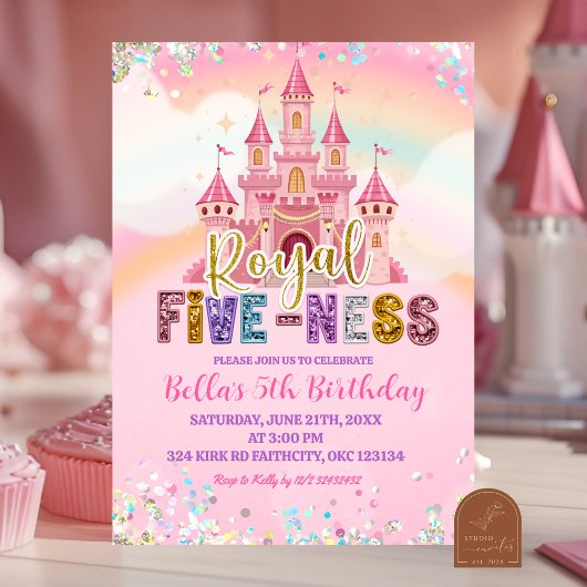 Glitter Sequin Royal fiveness birthday Kaart