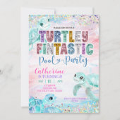 Glitter Sequin Sea Turtle Fintastic Birthday invit Kaart (Voorkant)