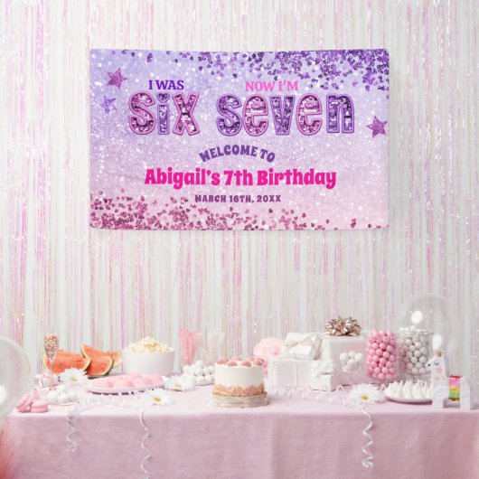 Glitter Sequins 67 Birthday Party Welcome Sign Spandoek (Feest)