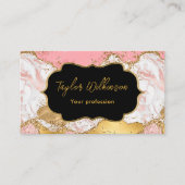 Glitter Sequins Agate (goud en roze) Visitekaartje (Voorkant)