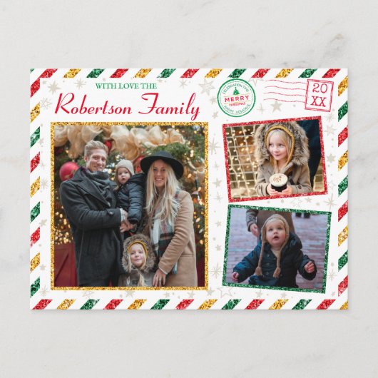 Glitter-serie Foto's Airmail met Kerstmis Briefkaart (Voorkant)