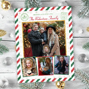 Glitter-serie Foto's Airmail met Kerstmis Briefkaart