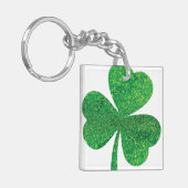 Glitter Shamrock Acryl Sleutelhanger - St. Patrick (Voorkant Links)