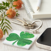 Glitter Shamrock Acryl Sleutelhanger - St. Patrick (Voorkant Rechts)