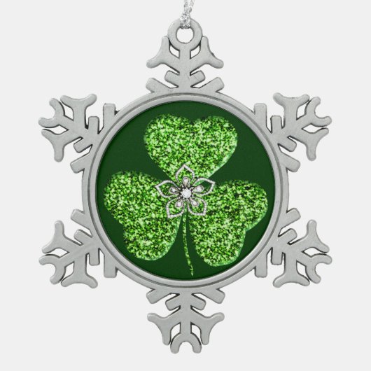 Glitter Shamrock and Flower Snowflake Ornament (Voorkant)