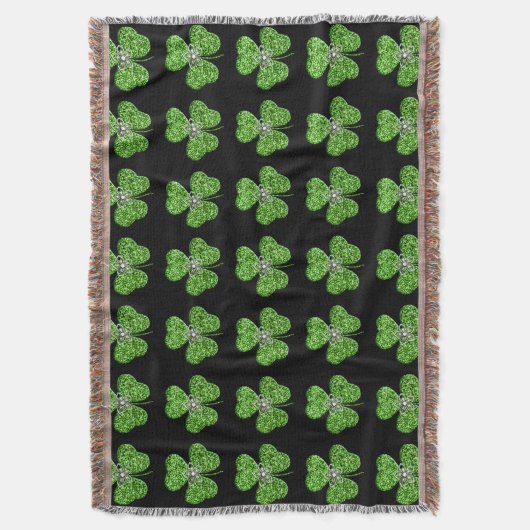 Glitter Shamrock and Flower Throw Blanket Deken (Voorkant Verticaal)