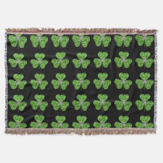 Glitter Shamrock and Flower Throw Blanket Deken (Voorkant)