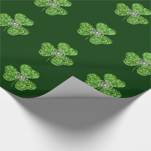 Glitter Shamrock and Flower Wrapping Paper Cadeaupapier (Hoek)