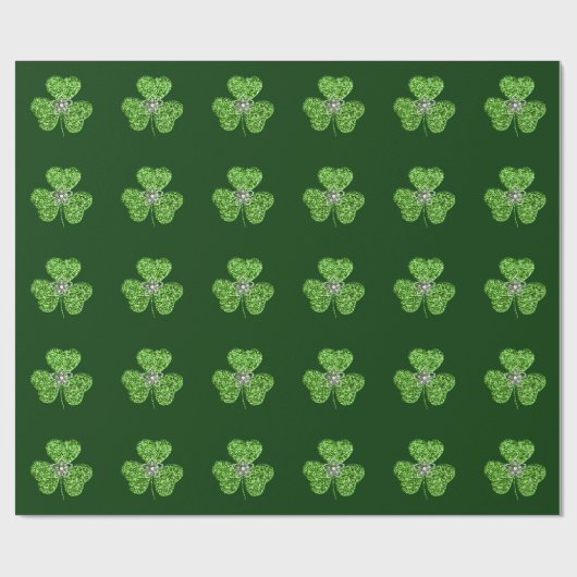 Glitter Shamrock and Flower Wrapping Paper Cadeaupapier (Vlak)