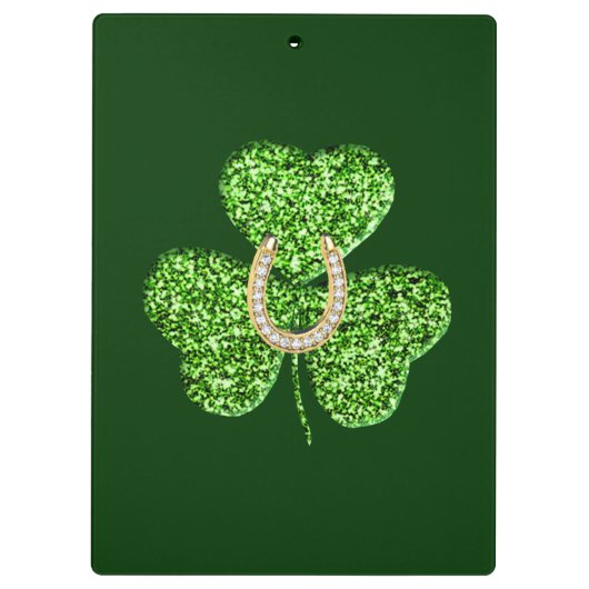 Glitter Shamrock and Hoefijzer Cliboard Klembord (Achterkant)