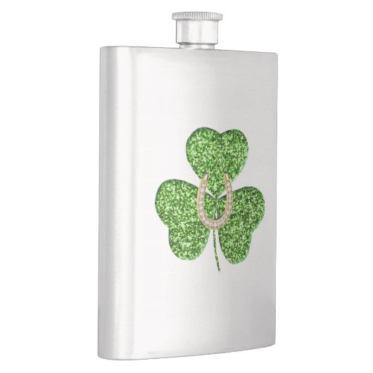 Glitter Shamrock and Hoefijzer Flask Heupfles (Rechts)