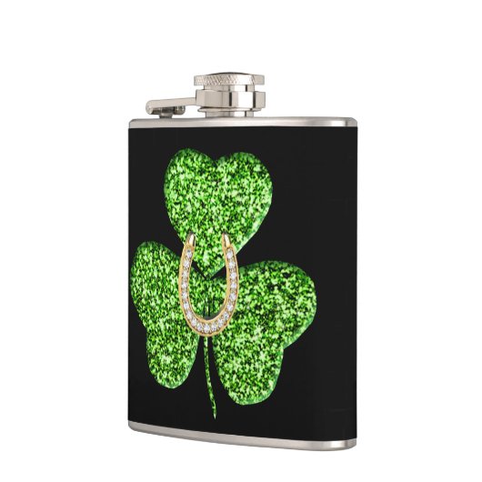 Glitter Shamrock and Hoefijzer Flask Heupfles (Links)