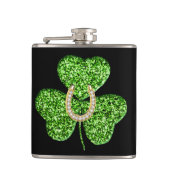 Glitter Shamrock and Hoefijzer Flask Heupfles (Voorkant)