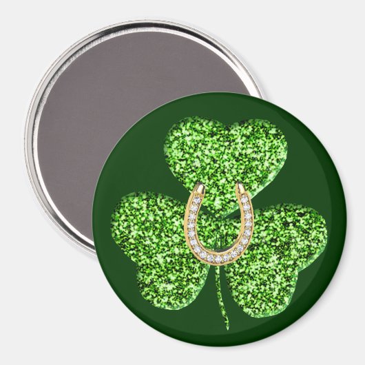 Glitter Shamrock and Hoefijzer Magnet (Voorkant / Achterkant)