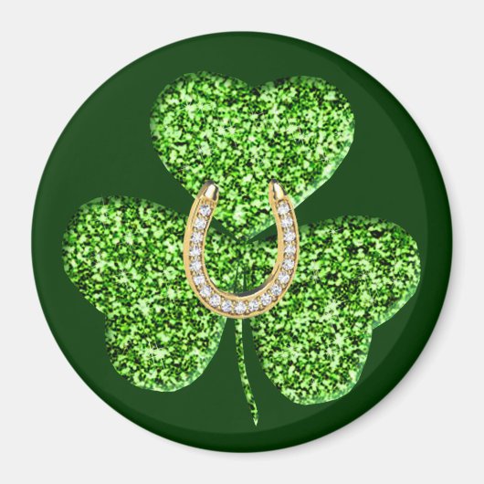 Glitter Shamrock and Hoefijzer Magnet (Voorkant)