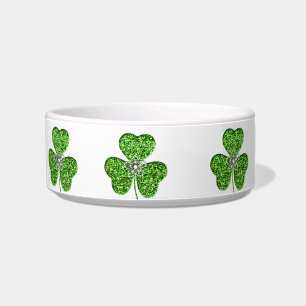 Glitter Shamrock en Bloem Pet Bowl Voerbakje