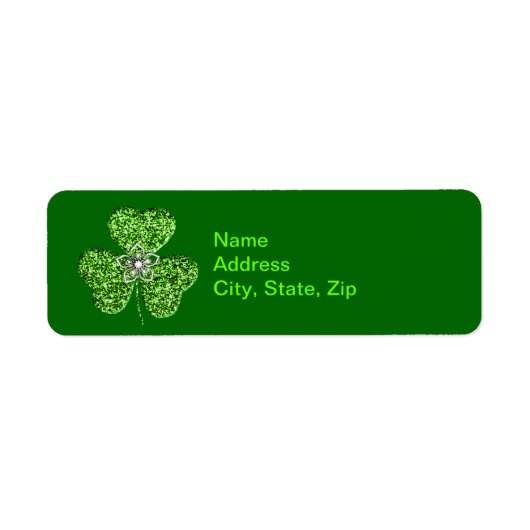 Glitter Shamrock en Flower Adresetiketten Etiket (Voorkant)