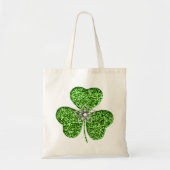 Glitter Shamrock en Flower Canvas tas (Voorkant)