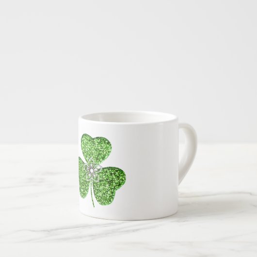 Glitter Shamrock en Flower Espresso Mok (Voorkant rechts)