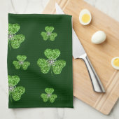 Glitter Shamrock en Flower Kitchen Towel Theedoek (Quarter Fold)