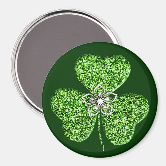 Glitter Shamrock en Flower Magnet (Voorkant / Achterkant)