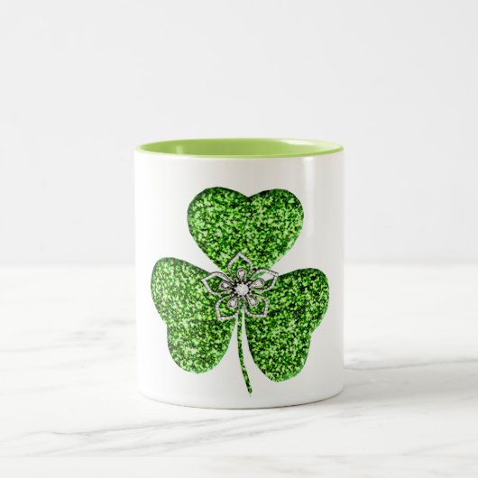 Glitter Shamrock en Flower Mok (Center)