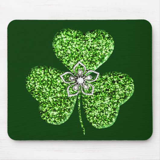 Glitter Shamrock en Flower Muismat (Voorkant)