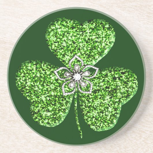 Glitter Shamrock en Flower Onderzetter (Voorkant)