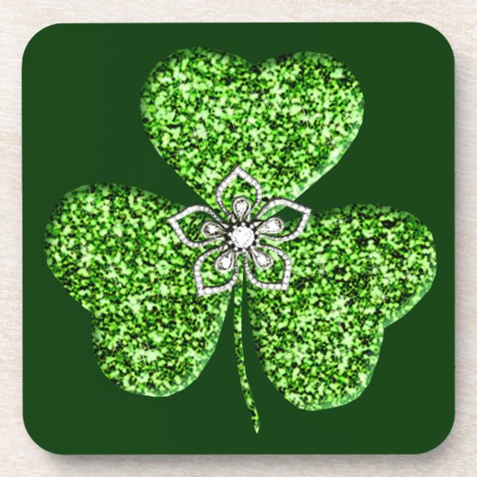 Glitter Shamrock en Flower Onderzetters (Voorkant)