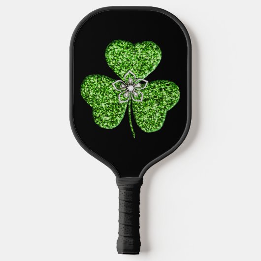 Glitter Shamrock en Flower Pickleball Paddle (Achterkant)