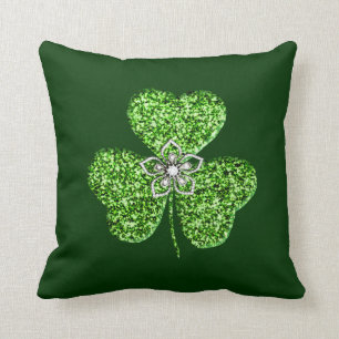 Glitter Shamrock en Flower Sierkussen