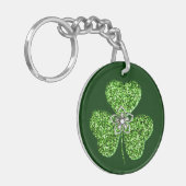 Glitter Shamrock en Flower Sleutelhanger (Voorkant Links)