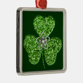 Glitter Shamrock en Flower Square Ornament (Rechts)