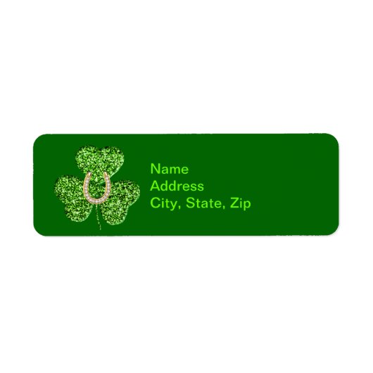 Glitter Shamrock en Hoefijzer Adresetiketten Etiket (Voorkant)