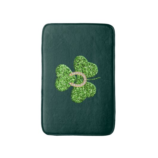 Glitter Shamrock en Hoefijzer badmat (Voorkant Verticaal)