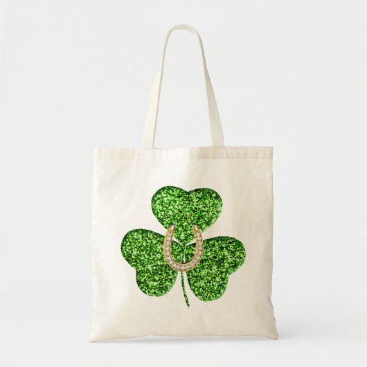 Glitter Shamrock en Hoefijzer Canvas tas (Voorkant)