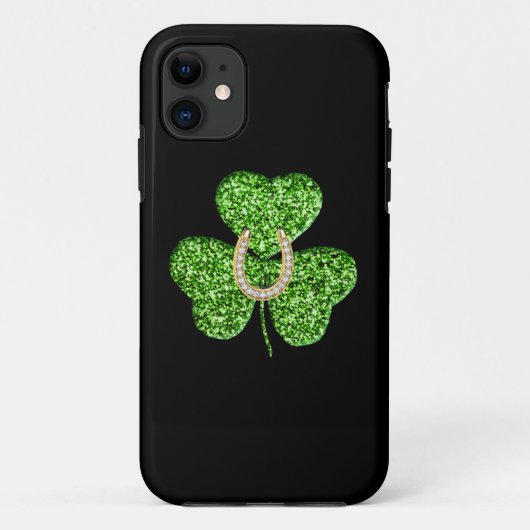 Glitter Shamrock en Hoefijzer iPhone 5/5S Hoesje (Achterkant)