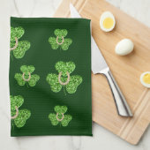 Glitter Shamrock en Hoefijzer keukenhanddoek (Quarter Fold)