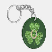 Glitter Shamrock en Hoefijzer Sleutelhanger (Voorkant Links)