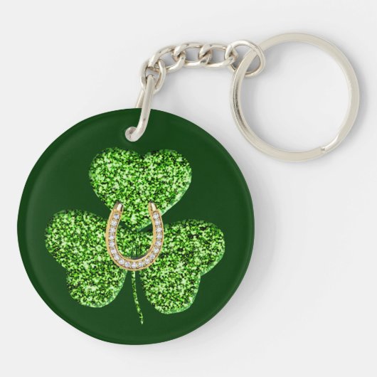 Glitter Shamrock en Hoefijzer Sleutelhanger (Achterkant)