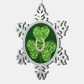 Glitter Shamrock en Hoefijzer Snowflake Ornament (Rechts)